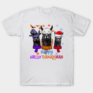 LLama Happy HalloThanksMas T-Shirt